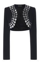 David Koma Bolero Crepe Embroidered Crop Jacket