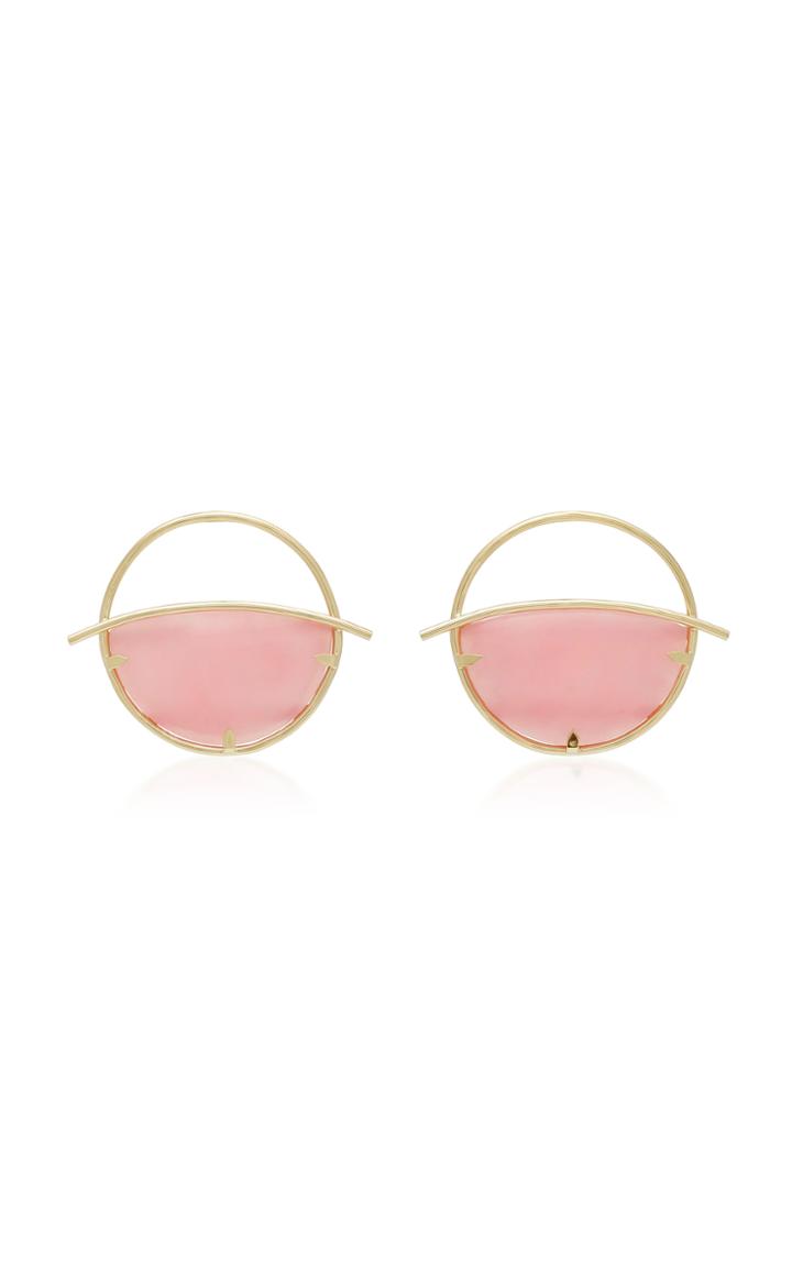 Pili Restrepo Circle 14k Gold And Pink Opal Earrings