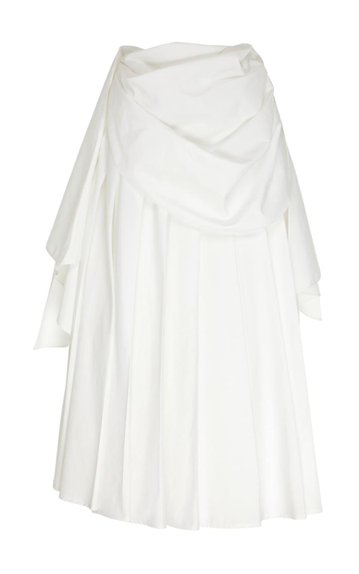 A.w.a.k.e. Mode Drape-detailed Pleated Cotton-blend Midi Skirt