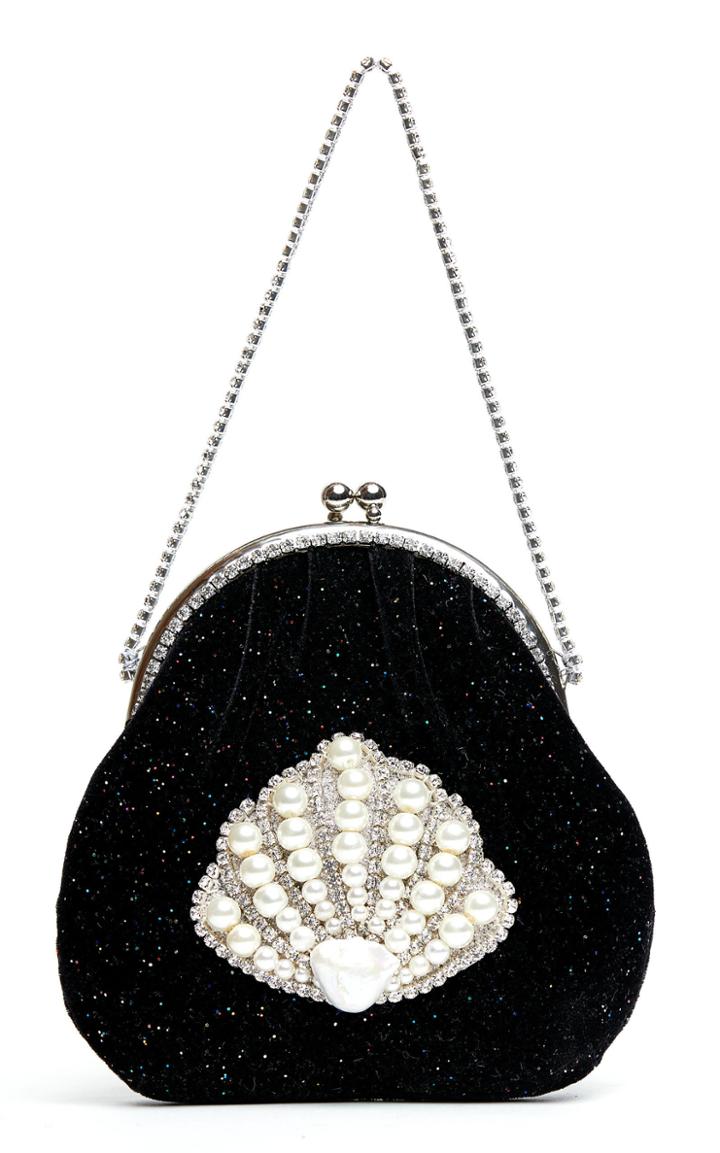 Mach & Mach Velvet Oval Shell Handbag
