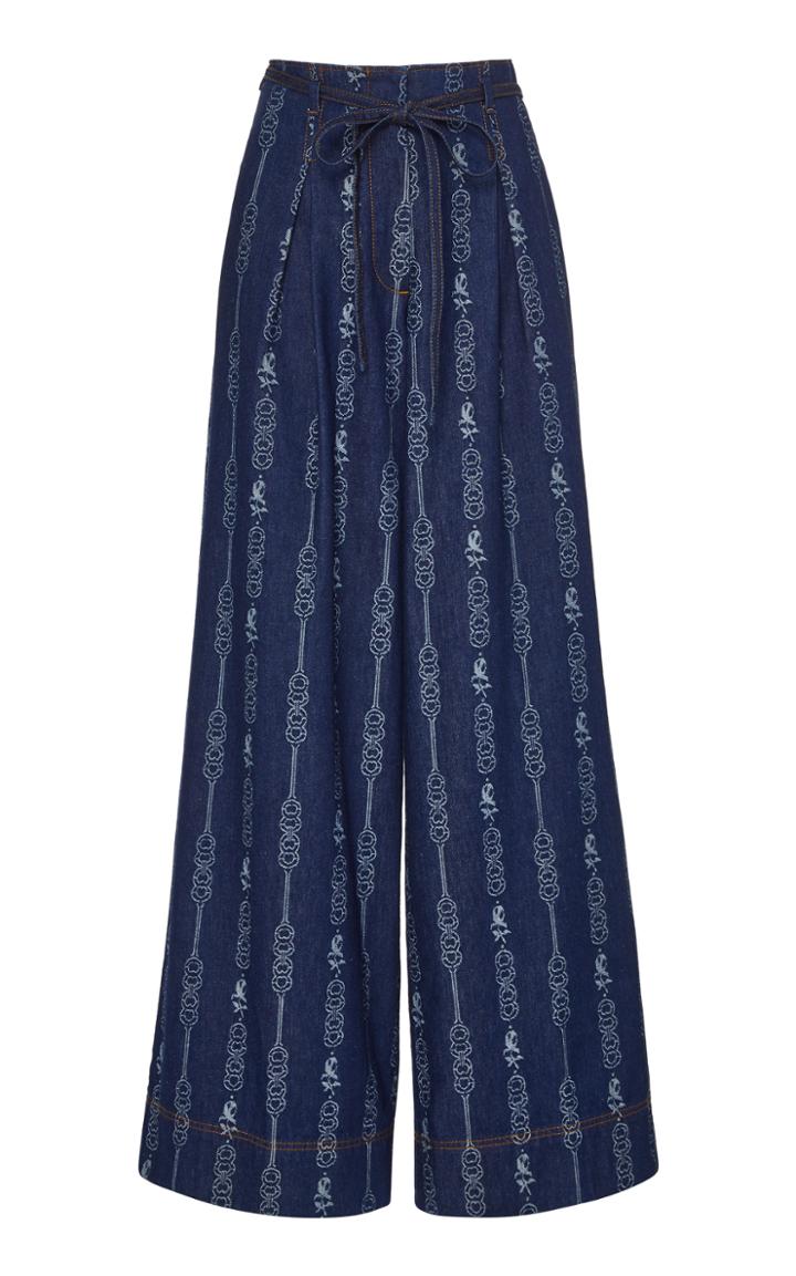 Moda Operandi Tory Burch Gemini Jacquard Cotton Wide-leg Pants Size: 00