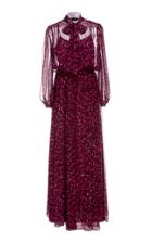 Escada Duwana Printed Silk Pussy Bow Maxi Dress