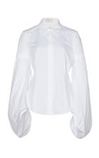 Sara Battaglia Balloon Sleeve Cotton Blouse