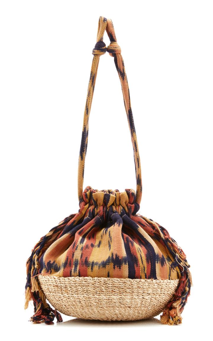 Ulla Johnson Marisol Mini Abaca-paneled Printed Cotton Bag