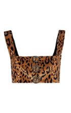 Moda Operandi Raisa Vanessa Leopard-print Velvet Cropped Top