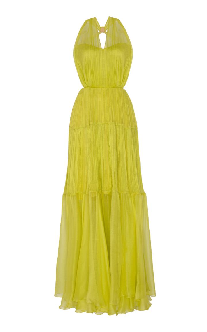 Maria Lucia Hohan Poppy Metallic Mousseline Maxi Dress