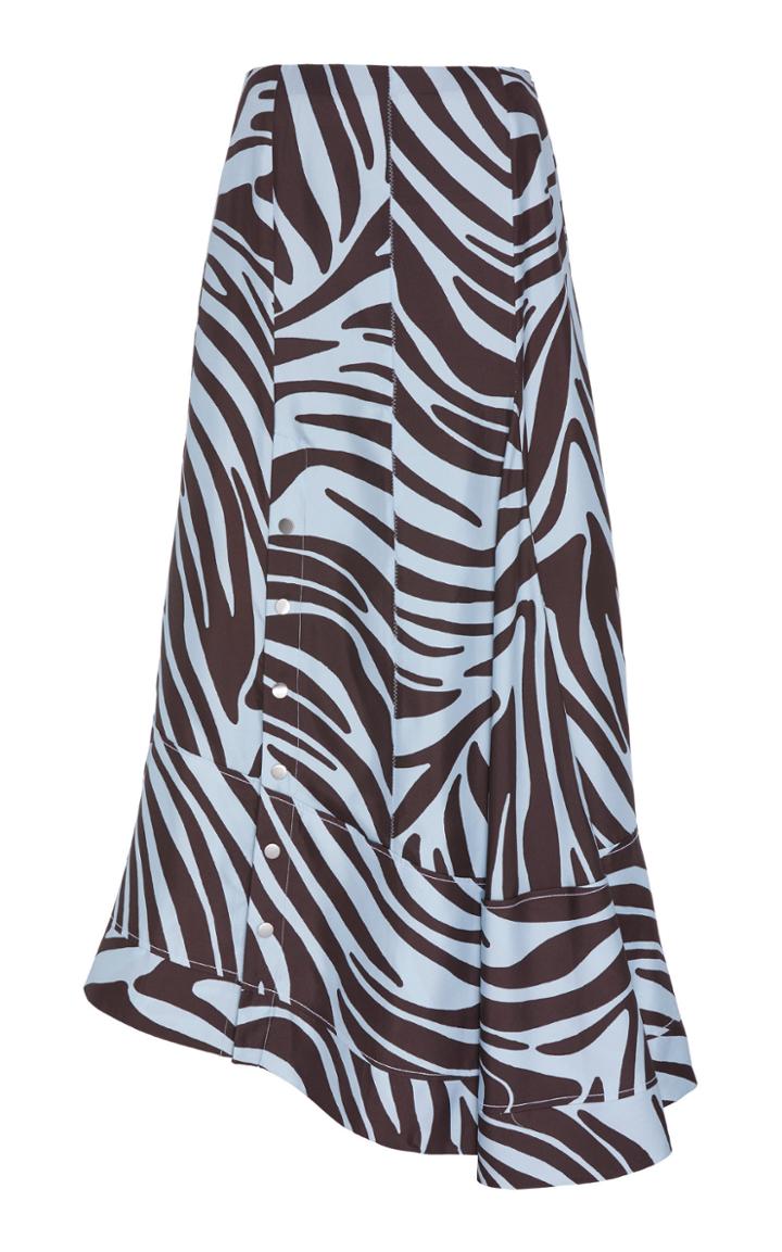 3.1 Phillip Lim High-waisted Zebra-print Silk Midi Skirt