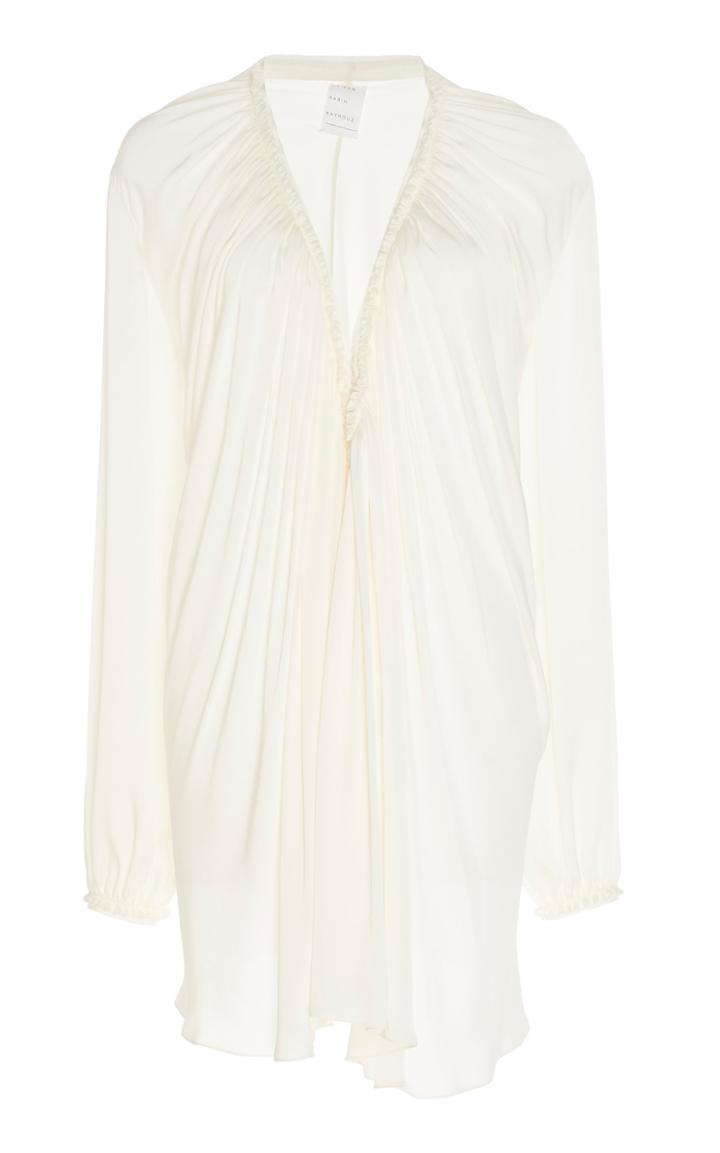 Maison Rabih Kayrouz Charmeuse Pleated Long Sleeve Top