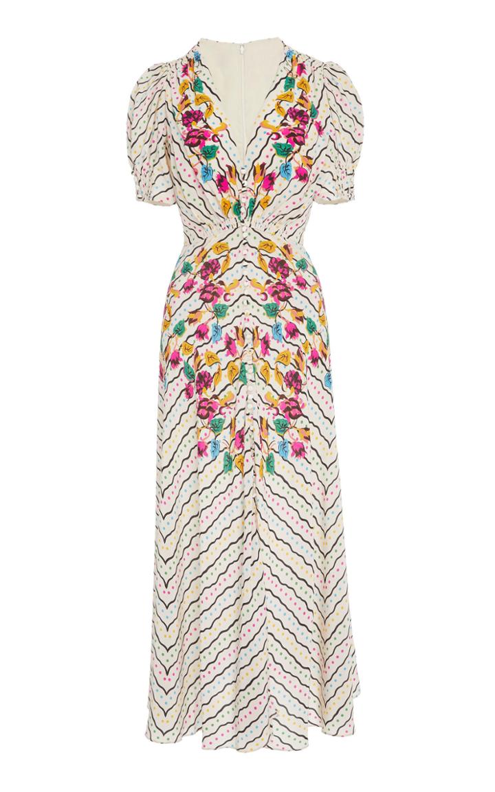 Saloni Lea Silk Button Front Dress
