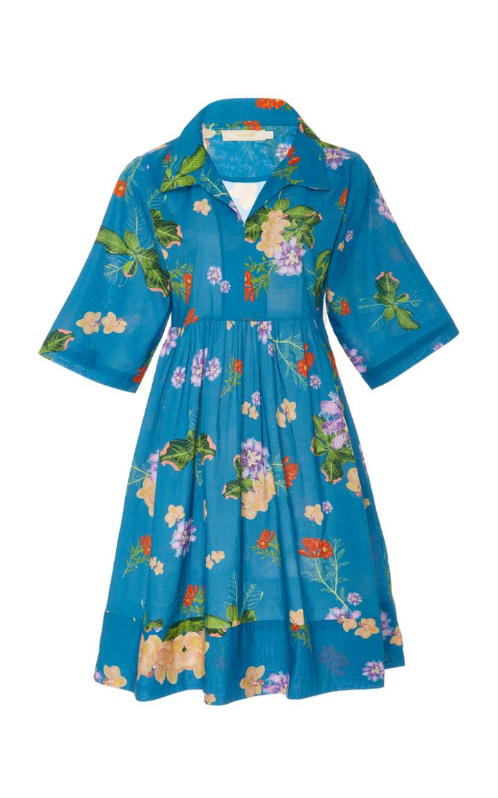 Verandah Printed Cotton Mini Shirt Dress