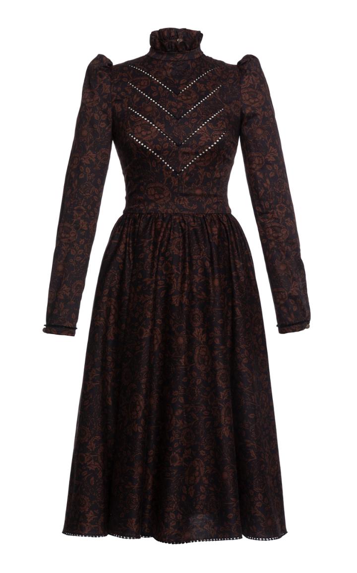 Moda Operandi Lena Hoschek Tundra Lace-detailed Floral Midi Dress