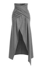 Moda Operandi Balmain Draped Asymmetric Flannel Skirt
