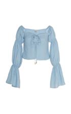 Cult Gaia Claire Ruffled-sleeve Linen Top