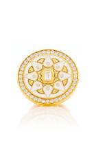Buddha Mama 20k White Enamel Coin Ring Set With Diamonds