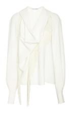 Oscar De La Renta Fringe-trimmed Silk-blend Crepe Blouse