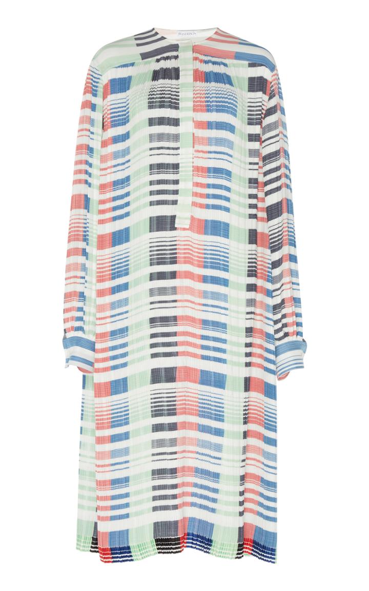 Jw Anderson Oversized Striped Crinkle Satin Dress