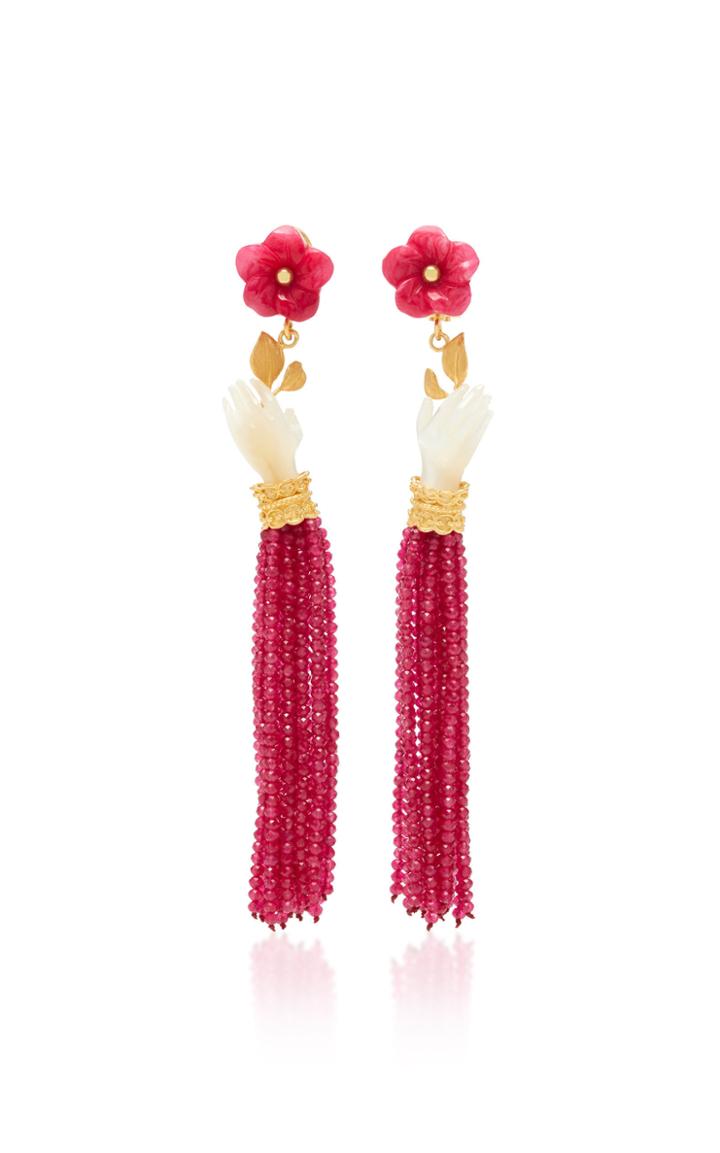 Of Rare Origin Red Onyx And Mother-of-pearl Bloom Earrings