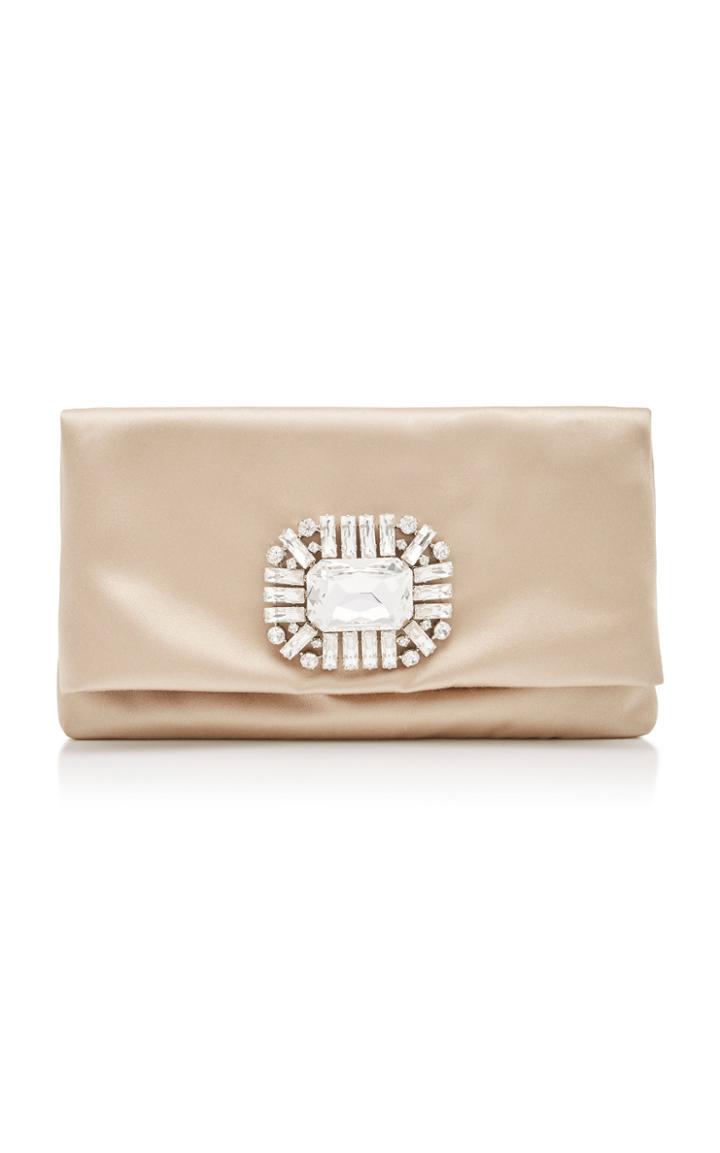 Jimmy Choo Titania Crystal-embellished Lambskin And Silk Clutch