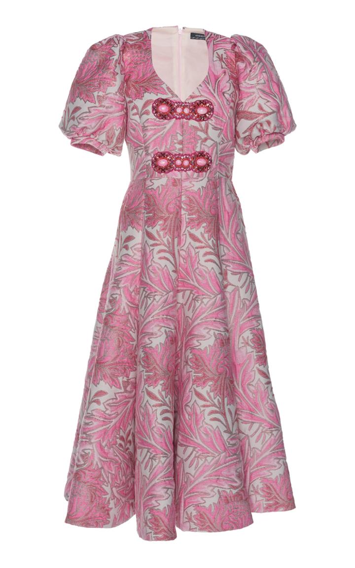Andrew Gn Puff Sleeve Jacquard Dress