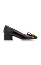 Valentino Gold-tone Buckle Heeled Leather Loafers