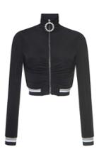 Alessandra Rich Black High Neck Tracksuit Zip-up Top