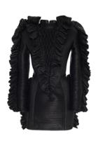 Balmain Leather Ruched Mini Dress