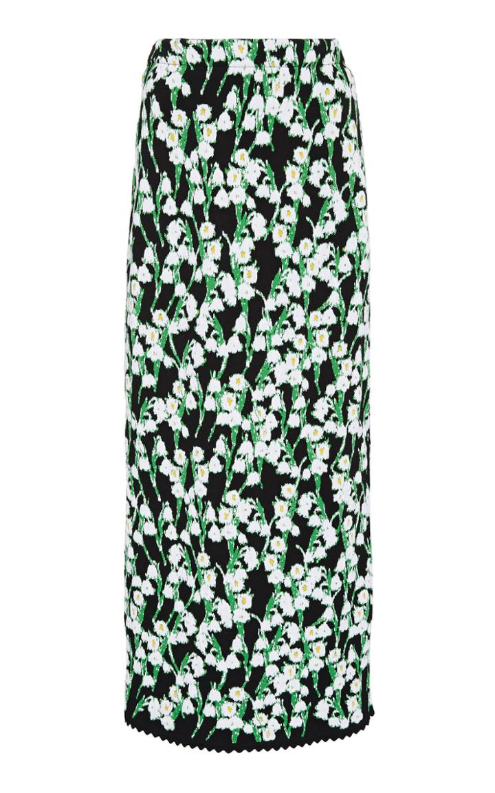 Moda Operandi Carolina Herrera Floral Jaquard High Waisted Skirt Size: Xs
