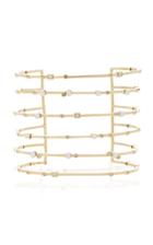 Nancy Newberg Yellow Gold 6 Row Cuff With Pearls And Diamonds