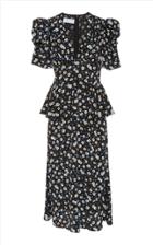 Michael Kors Collection Floral-print Peplum Silk Dress