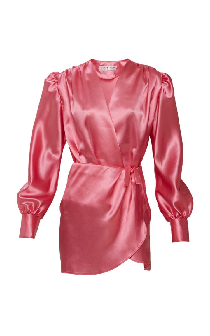 Mach & Mach Long Sleeve Satin Mini Dress With Shorts