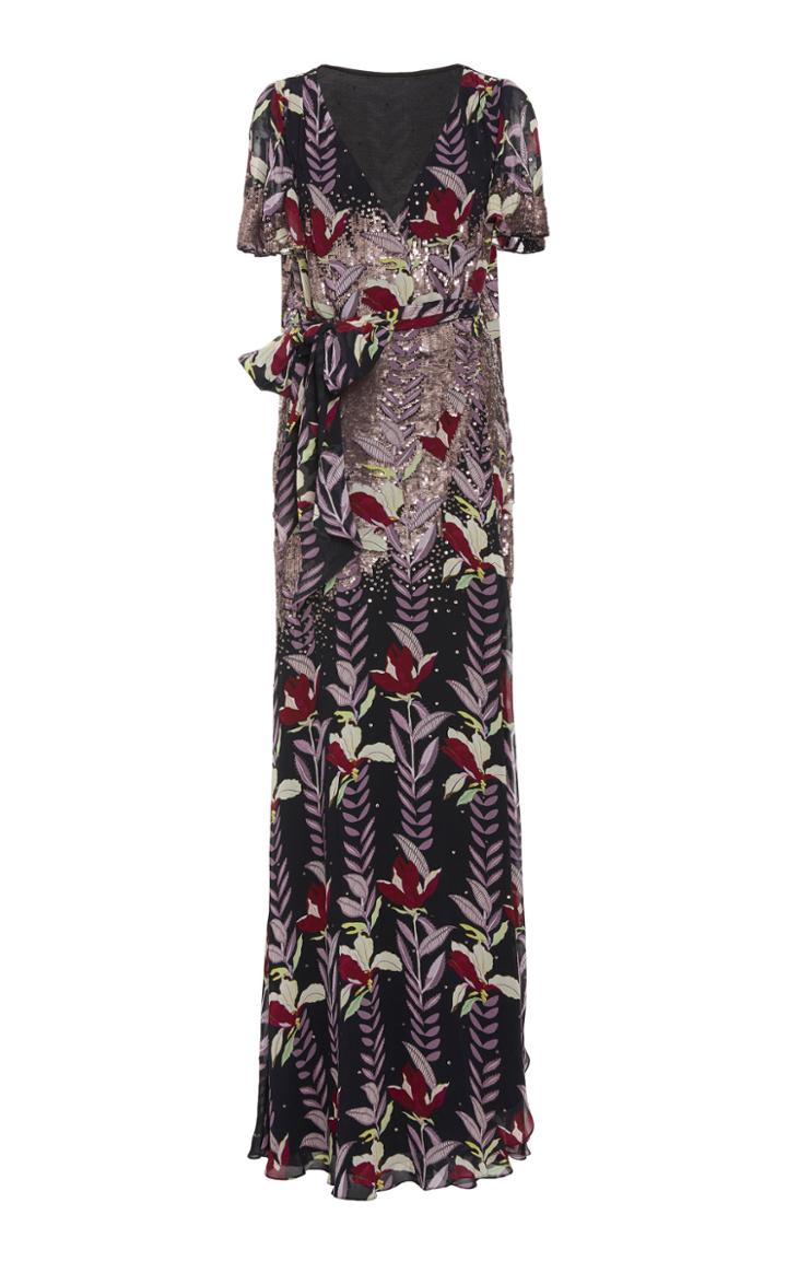 Temperley London Bellflower Chiffon Wrap Dress