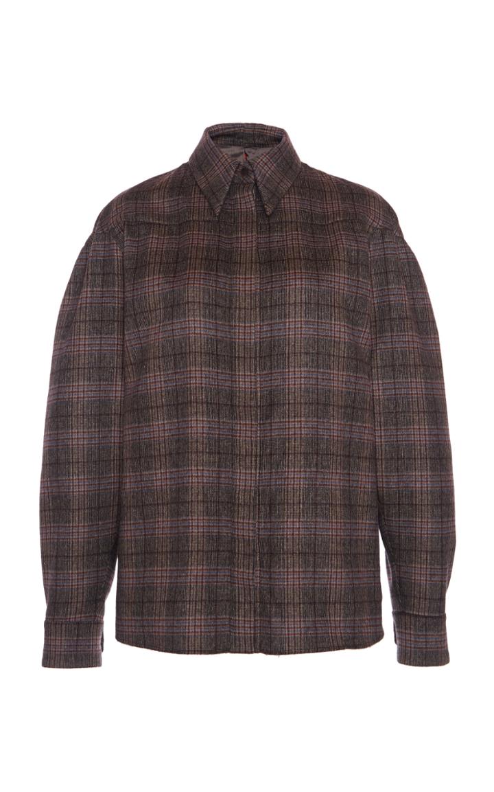 Moda Operandi Alberta Ferretti Prince Of Wales Wool-silk Top