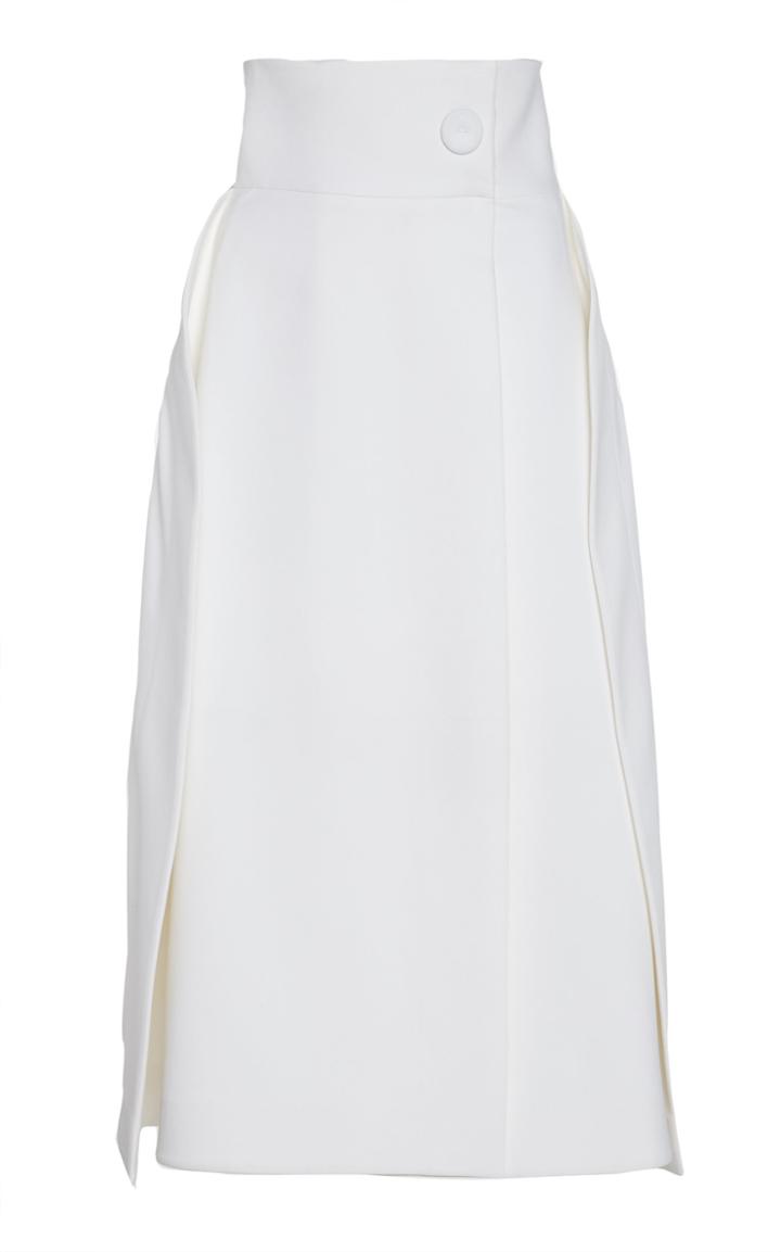 Sara Battaglia Structured Cotton Blend Wrap Skirt