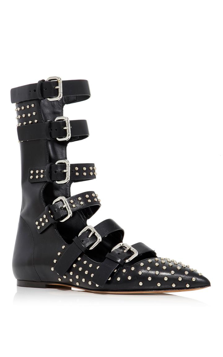 Red Valentino Buckled Flat With Microstuds