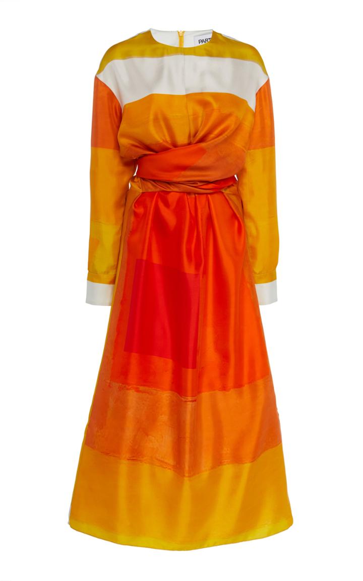 Partow Magnolia Printed Silk-twill Dress