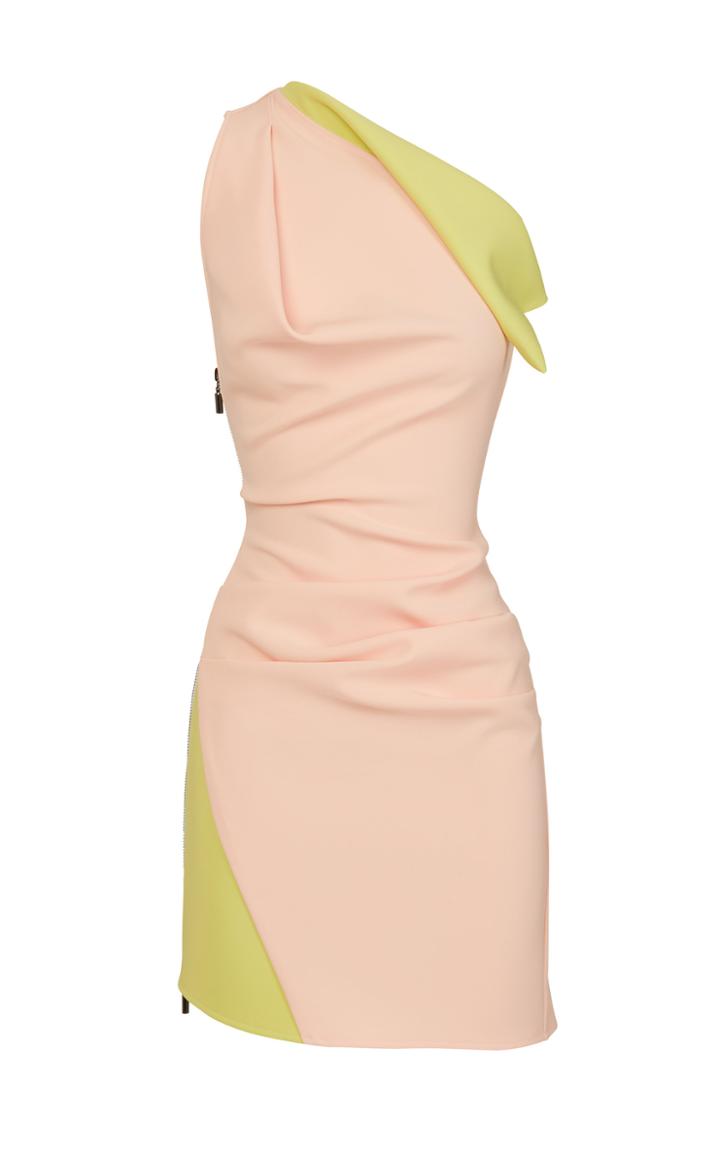 Maticevski Endless Two-tone One-shoulder Cady Mini Dress