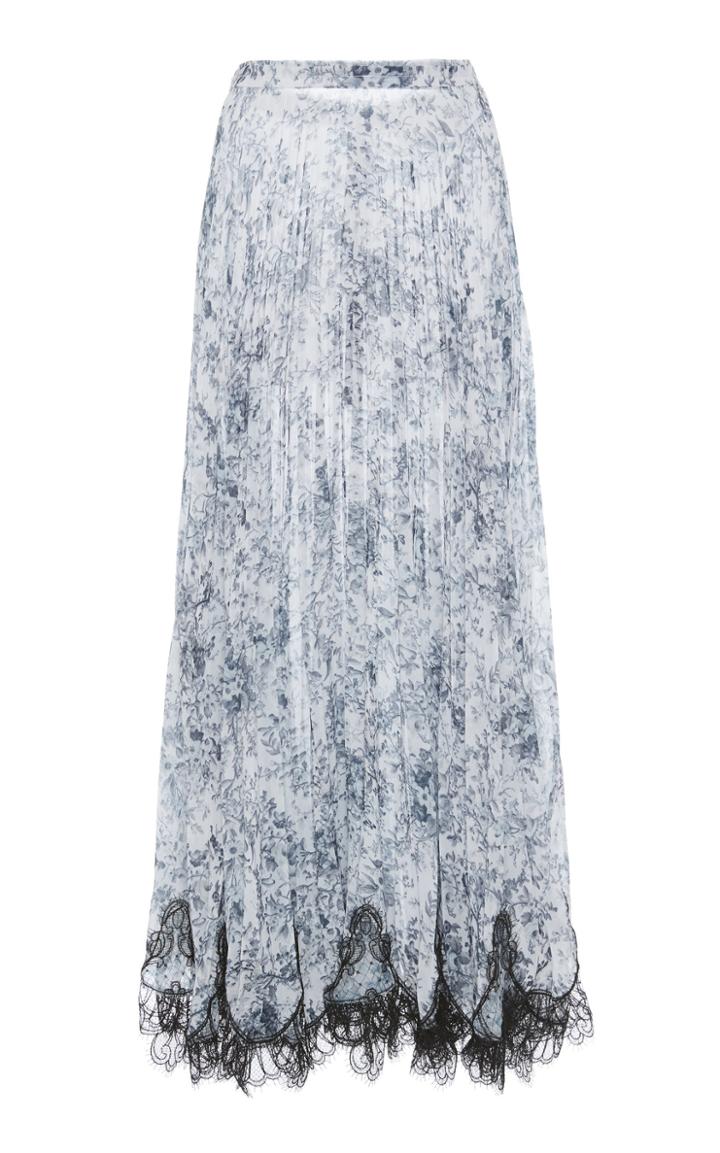 Costarellos Plisse Printed Chiffon Skirt