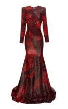 Alex Perry Peyson Printed Silk Sequin Gown