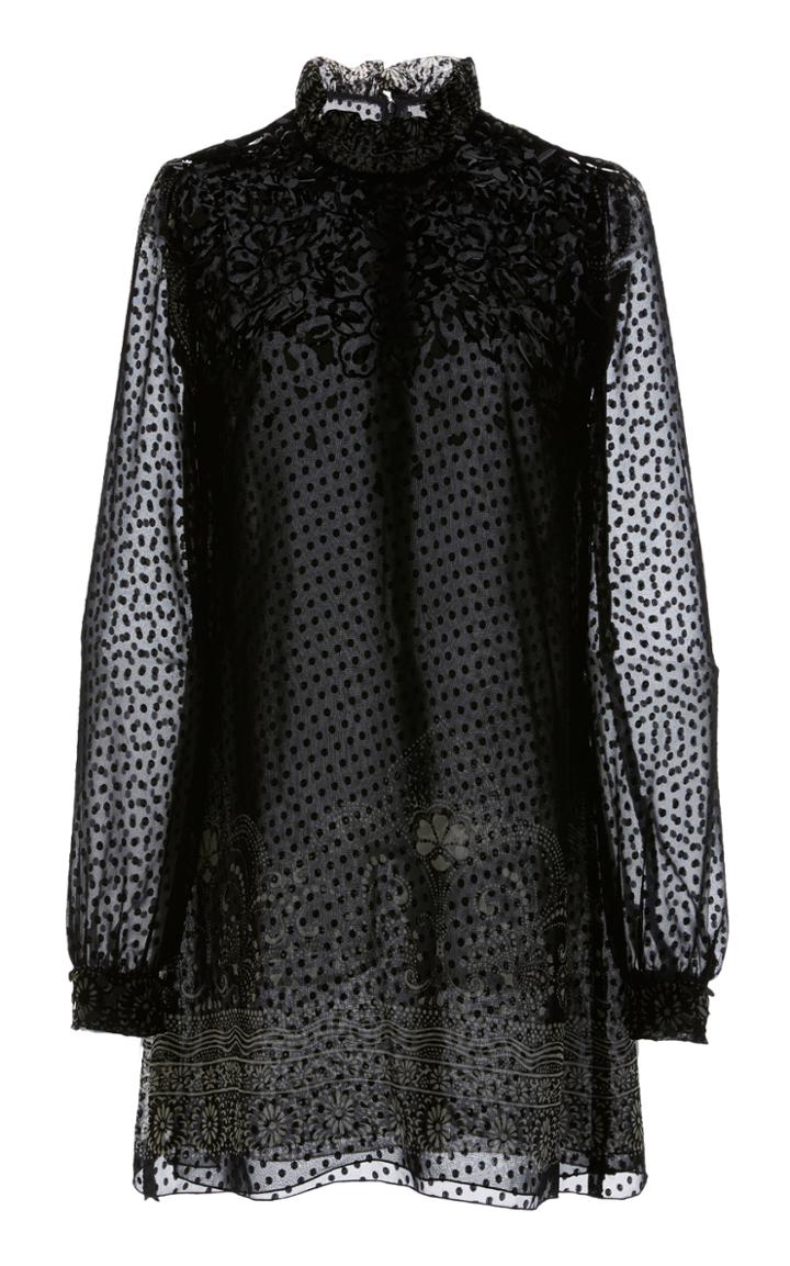 Anna Sui Fountains Of Fancy Clip Dot Jacquard Embellished Dress