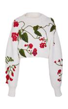Oscar De La Renta Cropped Floral Sweater