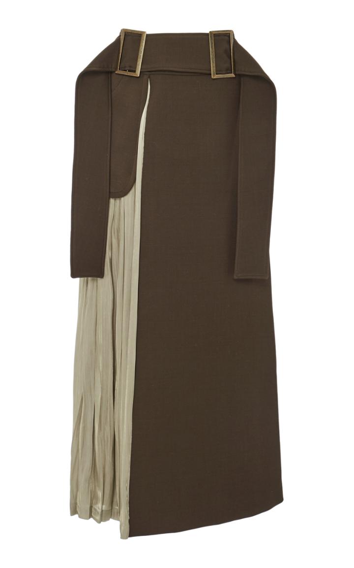 Rejina Pyo Evie Voile-paneled Wool-blend Maxi Skirt