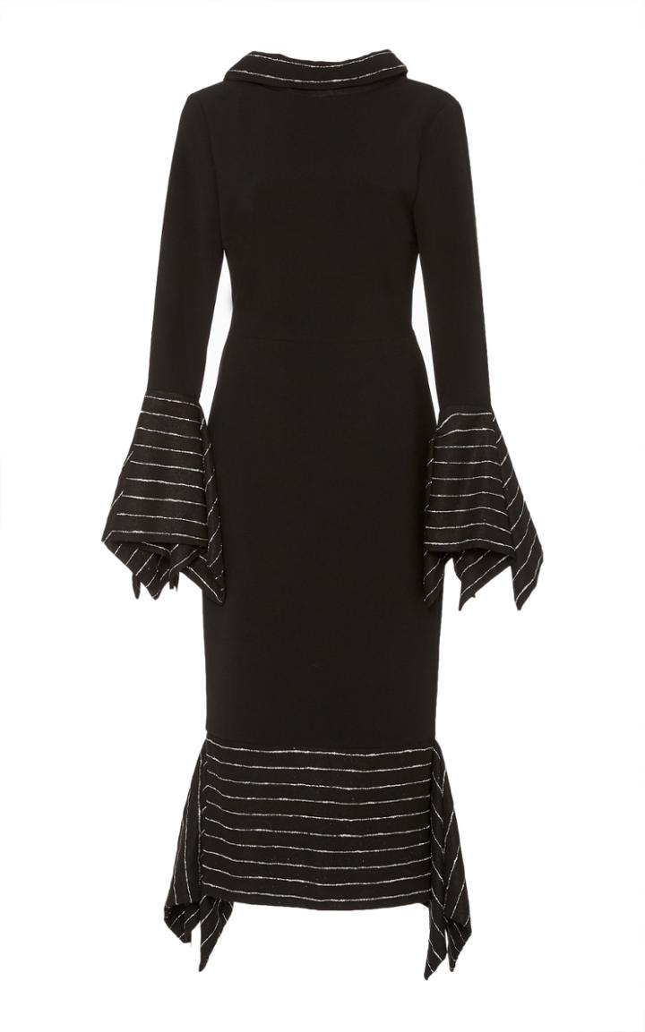 Christian Siriano Stripe-trimmed Crepe Dress