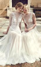 Costarellos Bridal Sheer Embellished Low-waist Bodice Dress