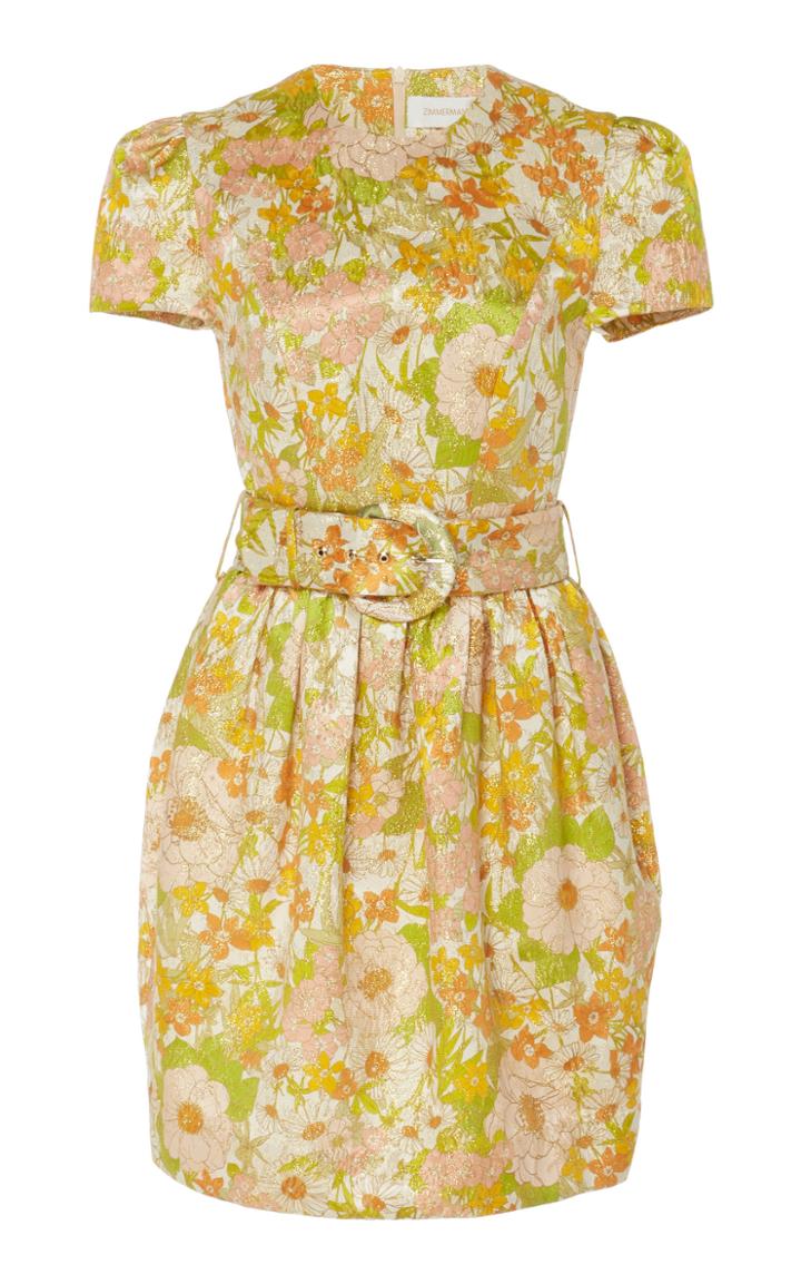 Zimmermann Belted Floral-print Cotton And Silk-blend Dress