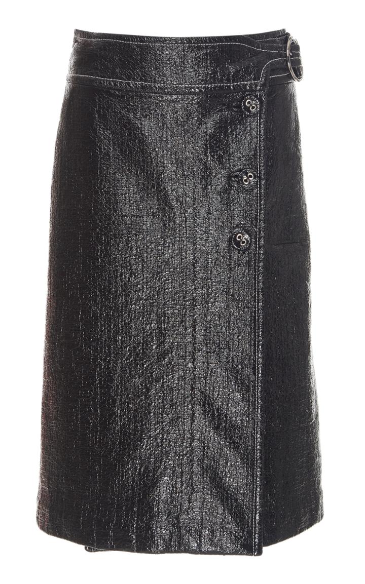 Marni Coated Woven Cotton Wrap Skirt Size: 44