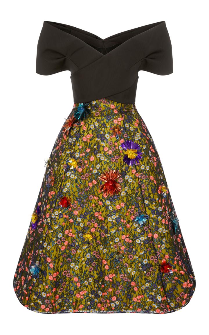Delpozo Bow Dress With Lace Skirt