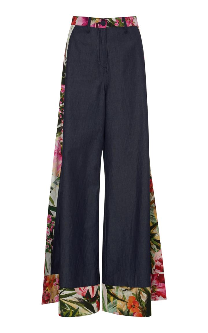 Blumarine Floral Printed Wide Leg Jeans