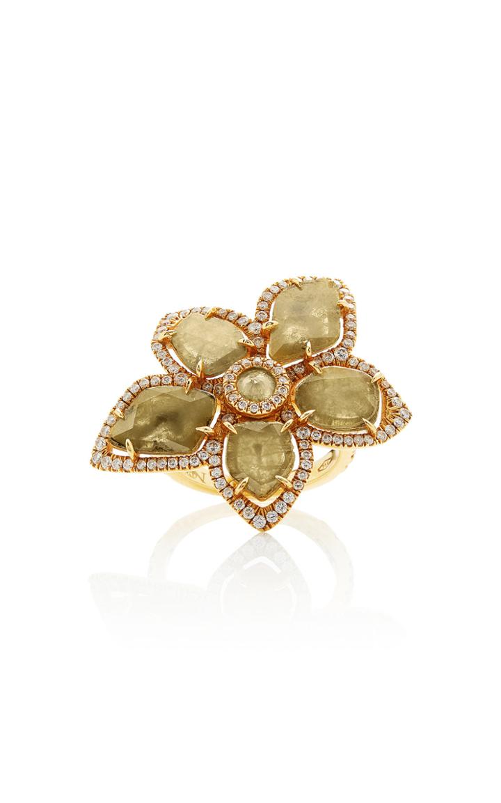 Nina Runsdorf M'o Exclusive: One-of-a-kind Yellow Diamond Slice Flower Ring