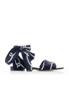 Monse Chain Print Ankle Wrap Flat Sandals