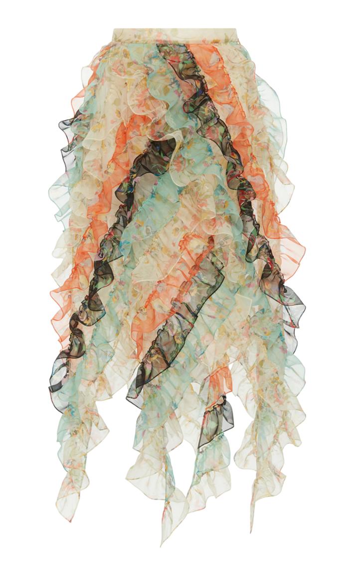 Christopher Kane Tiered Ruffle Archive Floral Skirt